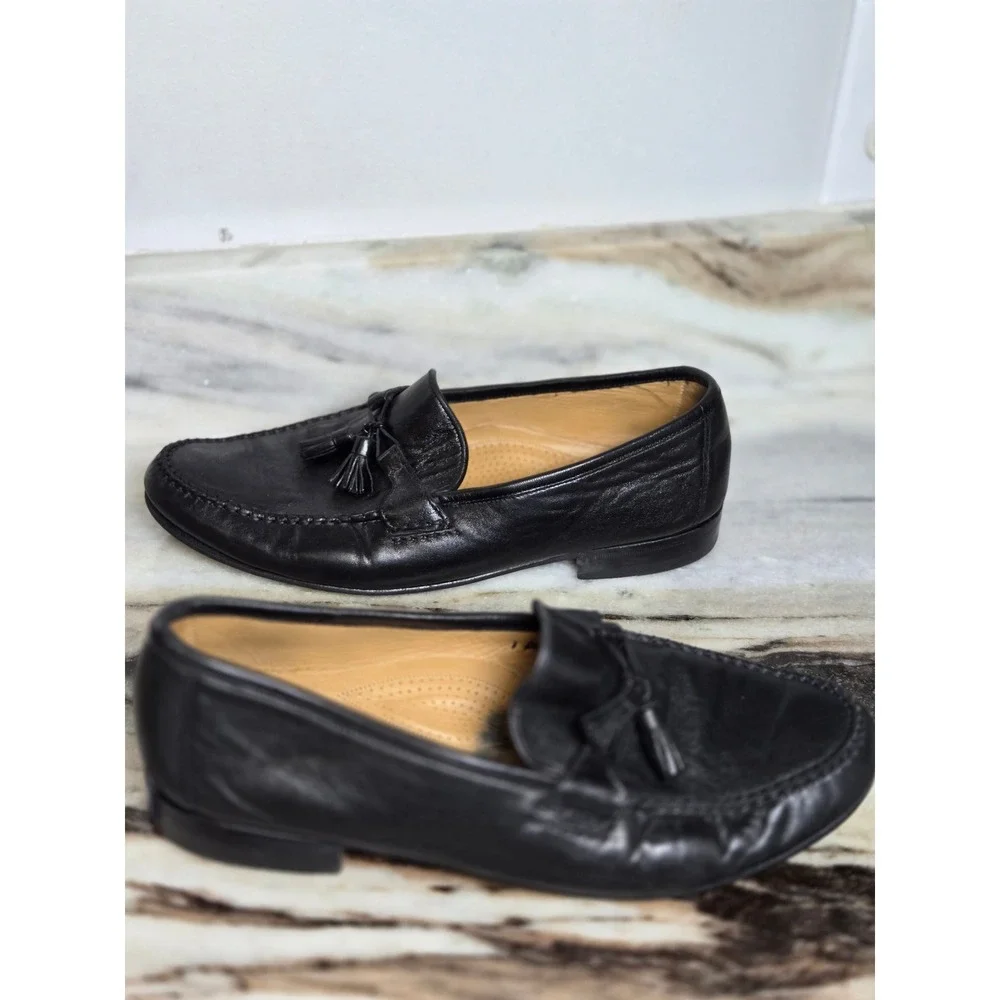 Allen Edmonds Urbino Black Leather Tassel Loafers Mens 11 D Made in Italy‎ 49190
